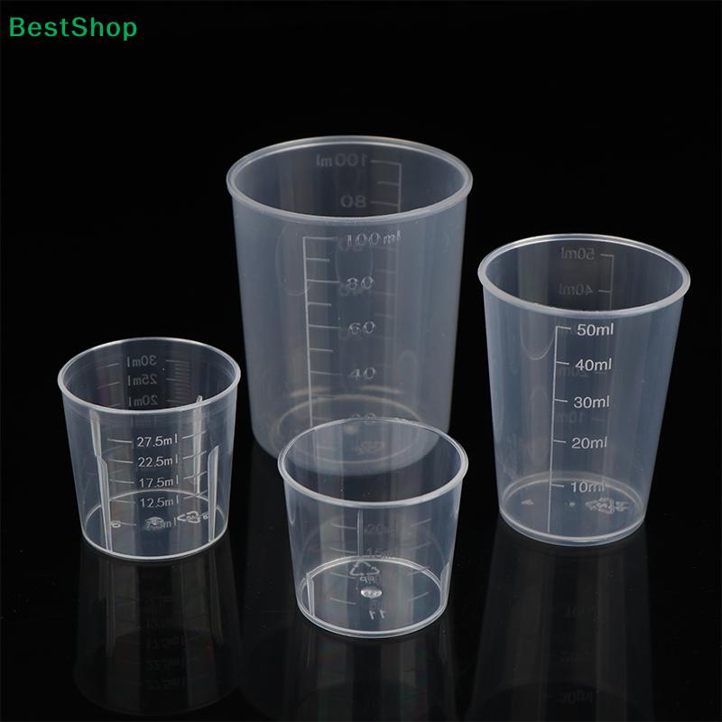 10Pcs Plastic Measuring Cup Set with Lids-Graduated Lab/Kitchen Storage Cups,Leakproof Small Container for Liquids & Powders