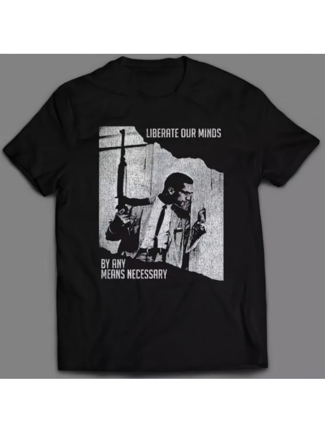 Men s Malcolm X Graphic T-Shirt with Iconic Liberate Our Minds Quote & Name Print - Casual Round Neck Tee XXXL