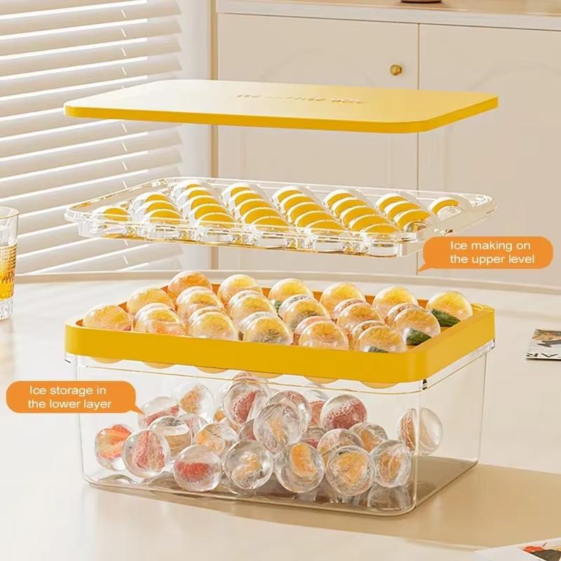 Mini Ice Cube Tray With Lid And Bin Ice Cube Maker Ice Mold Ice Cubes Storage Box Spill-resistant Removable For Whiskey Cocktail