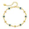 Multicolor Enamel Daisy Eyes Bracelet with Gold-Plated Brass Chain