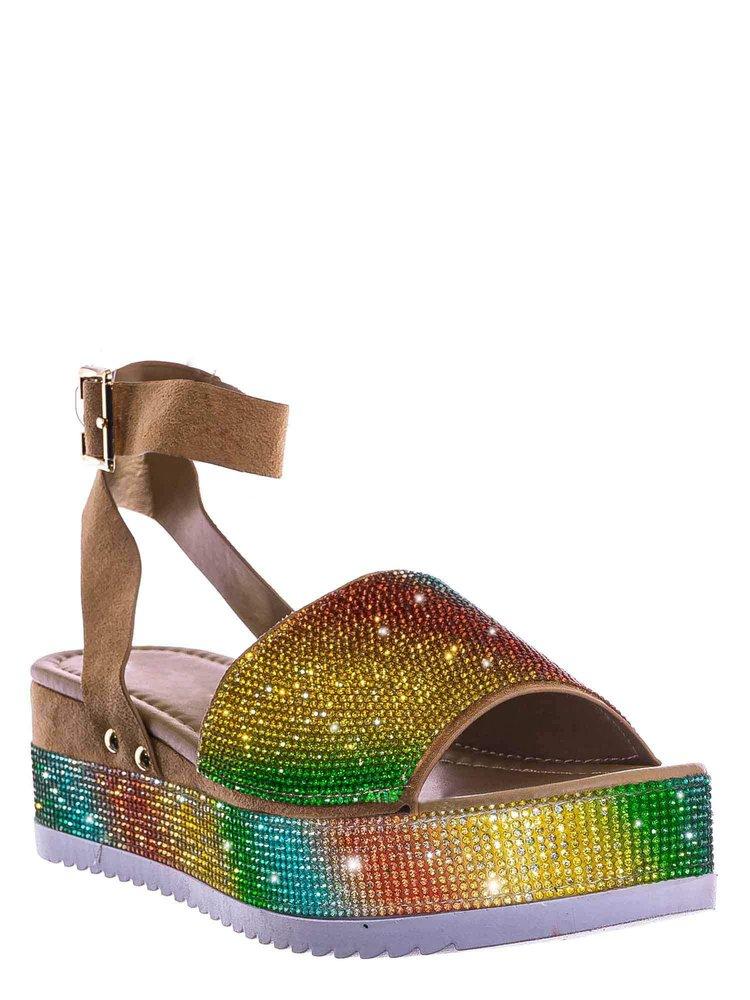 Rhinestone Sandals High Heels Women's Wedge Sandals Ladies Summer Platform Shoes Outdoor Open Toe Casual Sandal