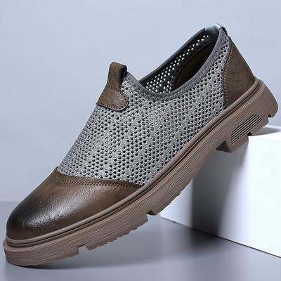 Air Mesh & Leather Men Sandals Plus Size 38-48 Summer Hollow Shoes For Men Breathable Outdoor Sport Sandale Homme Slip On Shoes