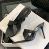 Fashion Liyke Sommer Mode Zehenfrei Schwarz Hohe Absätze Pantoletten Für Frau PVC Leder Corss Schmaler Riemen Damen Partykleid Schuhe Sandalen