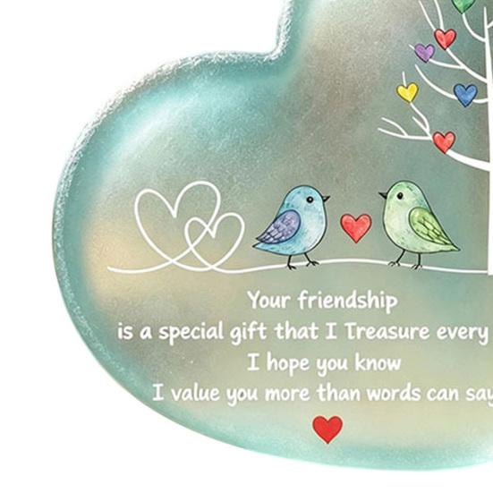 Inspirational Hanging Ornaments Heart Ornament with Heartwarming Message, Best Friend Decorative Acrylic for Friends Keepsake, Desk Decoration