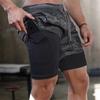 Men's Summer Breathable And Quick-drying Sports Pants, Double-layer Fitness Tight-fitting Four-point Shorts