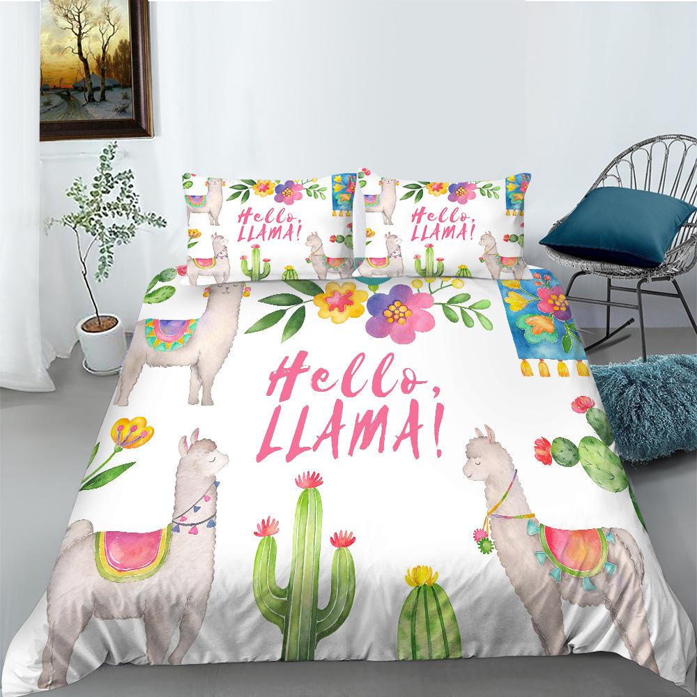 Cartoon Alpaca Digital Printing Bedding Two Or Three-Piece Set Polyester Can Be
