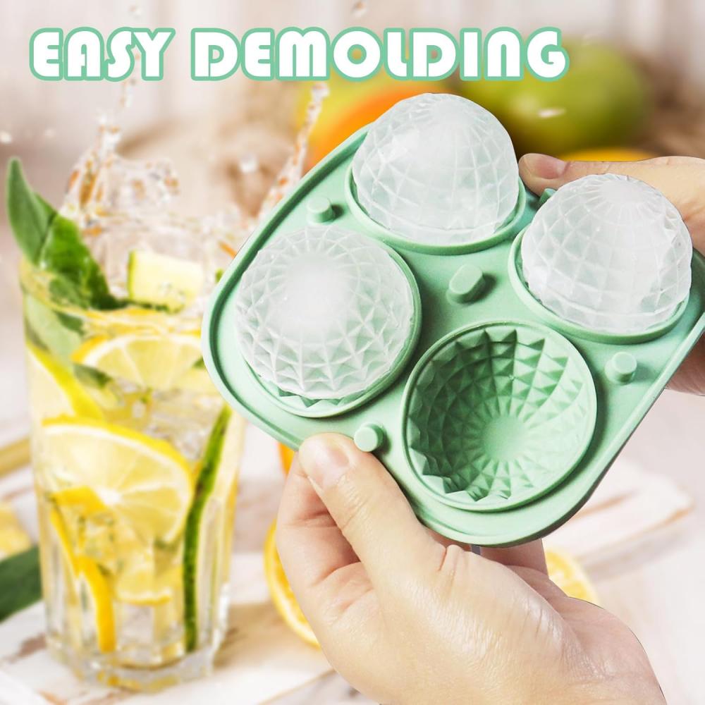 Diamond-shaped crystal ball ice mold, large spherical silicone round ice mold, fun shaped ice cube tray with transparent funnel-
