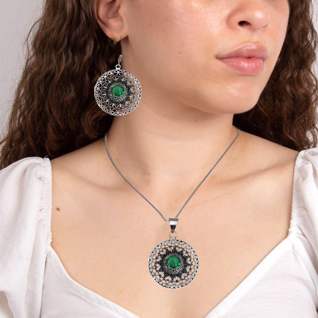 Diopsid Set Chrom Edelstein Schmuck 18-20'' Halskette Anhänger Ethno