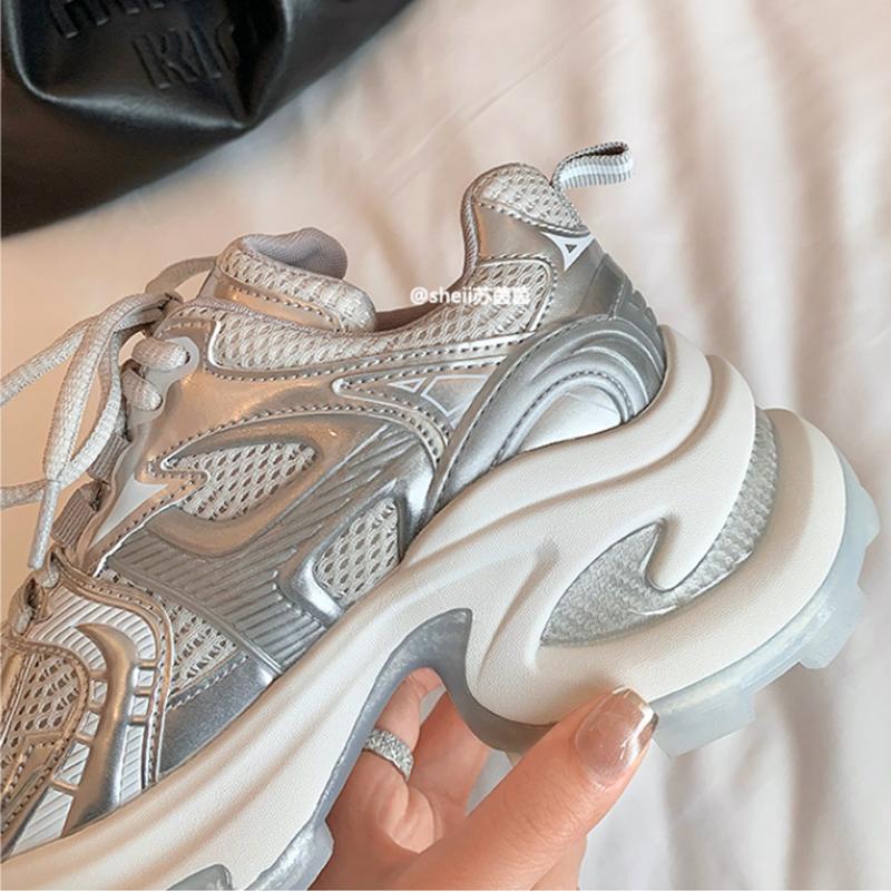 Fashion Casual Solid Med Heel Sneakers for Women 2024 New Hot Sale Summer Rubber Ladies Shoes Lace-up Shallow Pu Women's Vulcanize Shoes