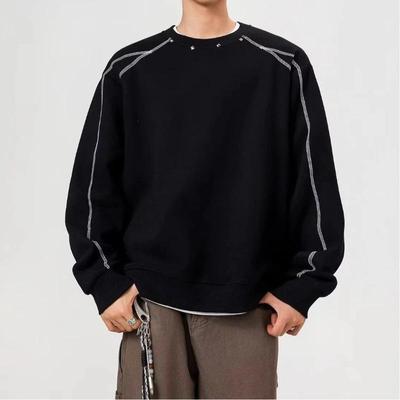 Hanorac Nou la Modă Versatil Literar Minimalist pentru Bărbați Top Larg la Modă cu Mâneci Lungi și Gât Rotund