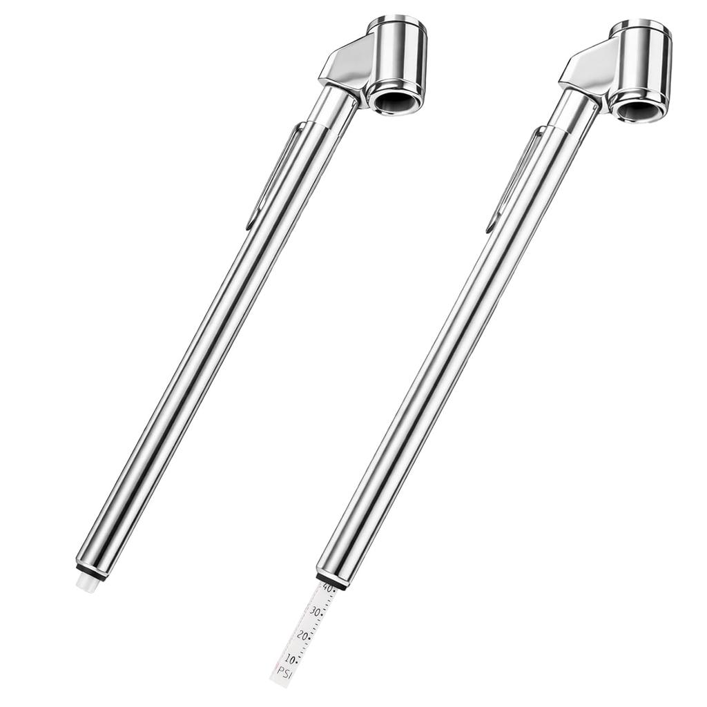 2Pcs Tire Pressure Gauge Dual Head Pencil Tire Gauge 10-120PSI Heavy Duty Dual Foot Air Pressure Gauges for Truck Car Motorcycle Bicycle