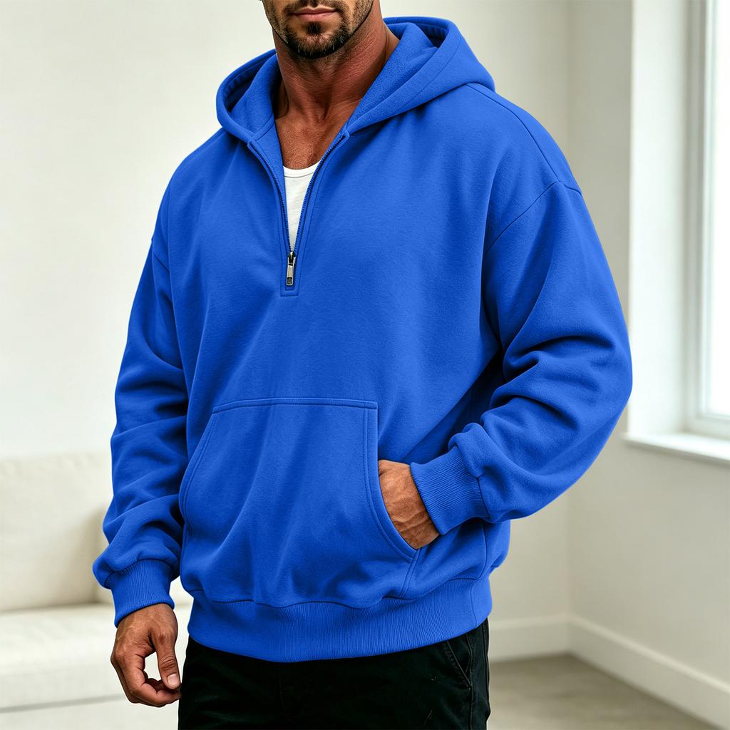 Herren Freizeit Kapuzenpullover mit Vierteltasche für den Alltag