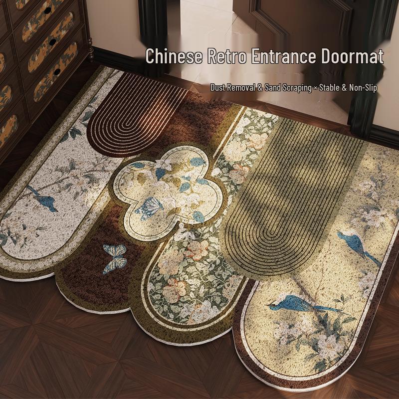 Used Retro Style Green Entrance Door Mat - Durable, Dirt-Resistant, Non-Slip Foot Mat