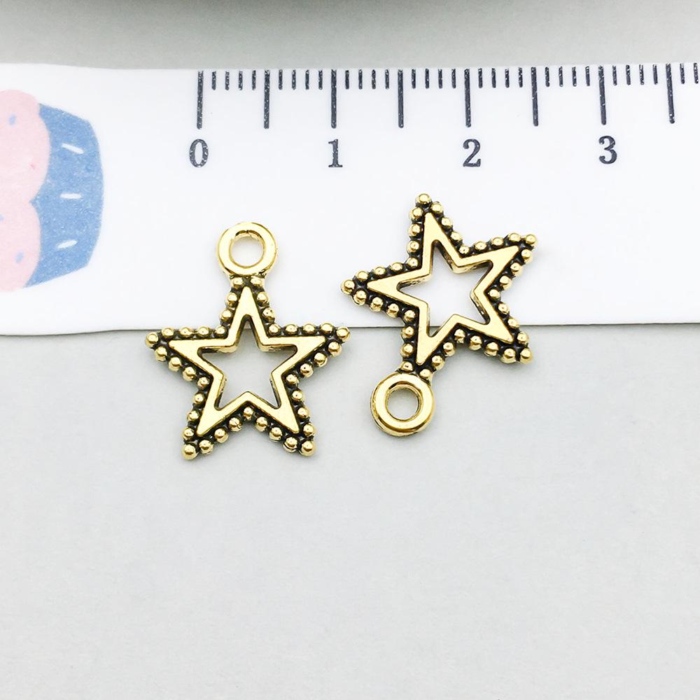 100-Piece Five-Color Alloy Sun, Moon, and Star Pendant Charms for DIY Jewelry