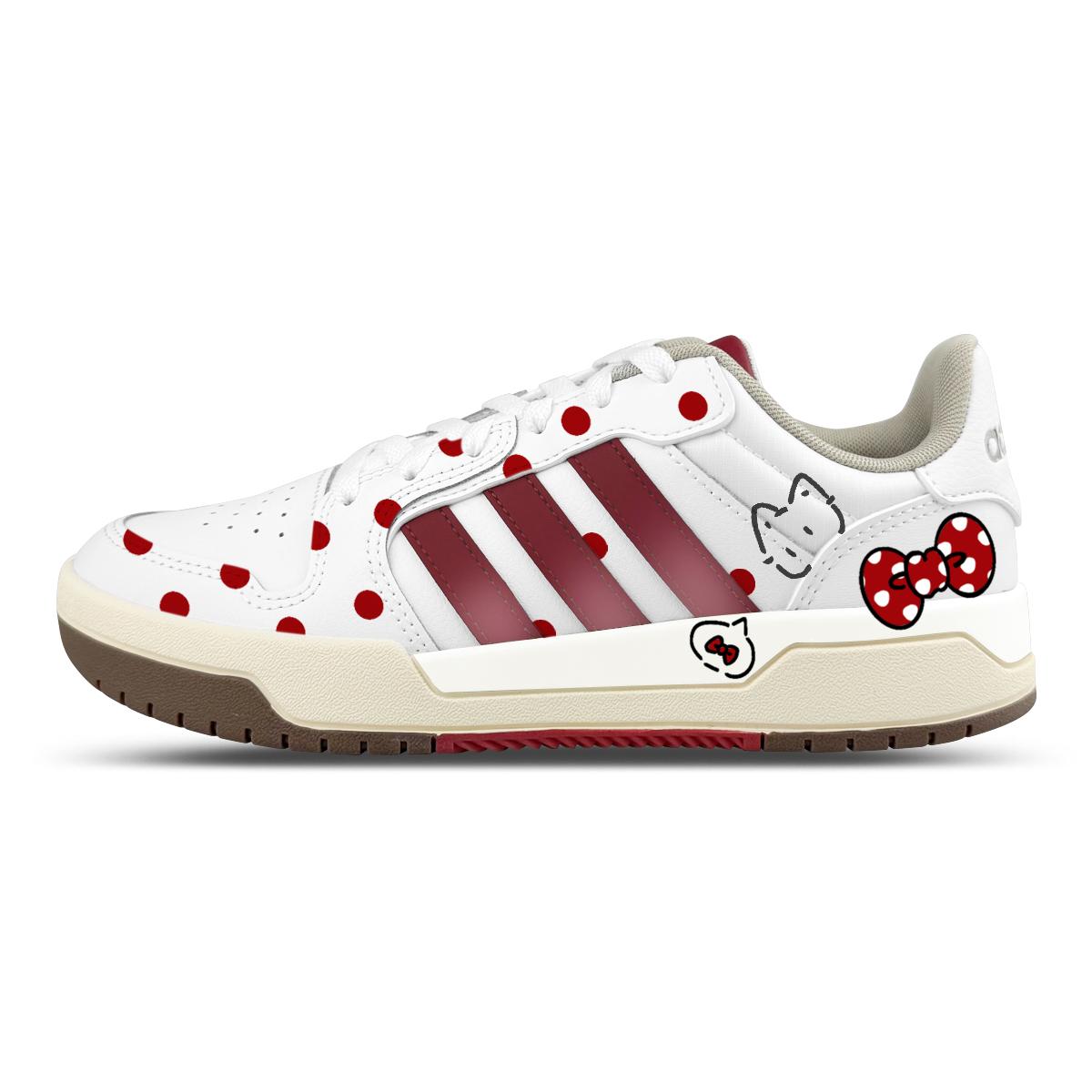 

Adidas Neo Entrap Synthetic Leather Low top Skateboard Shoes Unisex White Red FW3462(Team652-) 35⅔