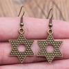 Vintage Neue Mode Einfach Judentum Menora Davidstern Charmante Hängeohrringe Für Dame Damen Schmuck Geschenk