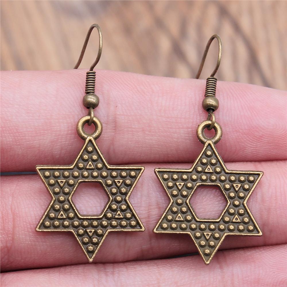 Vintage Neue Mode Einfach Judentum Menora Davidstern Charmante Hängeohrringe Für Dame Damen Schmuck Geschenk