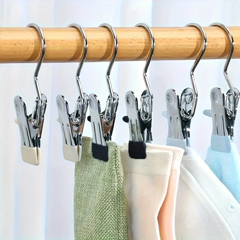 30pcs Stainless Steel Space-Saving Hanger Clips - Versatile Organizer for Hats, Shoes, Pants | Durable & Portable