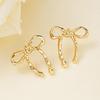 2025 New Gold Color Hollow Bow Stud Earrings for Women Simple Metal Line Wrapped Fashion Earrings Aesthetic Jewelry Gift