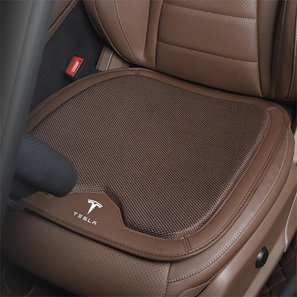 1PC Car Emblem Breathable Seat Cushion With Anti-slip Particles Soft For Tesla Model 3 Model S X Model Y SpaceX Roadster Invader