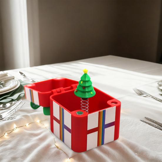 3D Printed Christmas Ornament Pop-Up Box Fidget Toy Xmas Tree Clicker Spinning Top Stress Relief Toy for Festive Desktop Decoration
