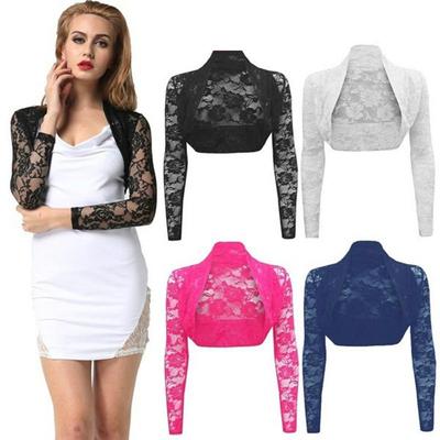 Floral Lace Shrug Wedding Bolero Long Sleeve Coat Cardigan Crop Top