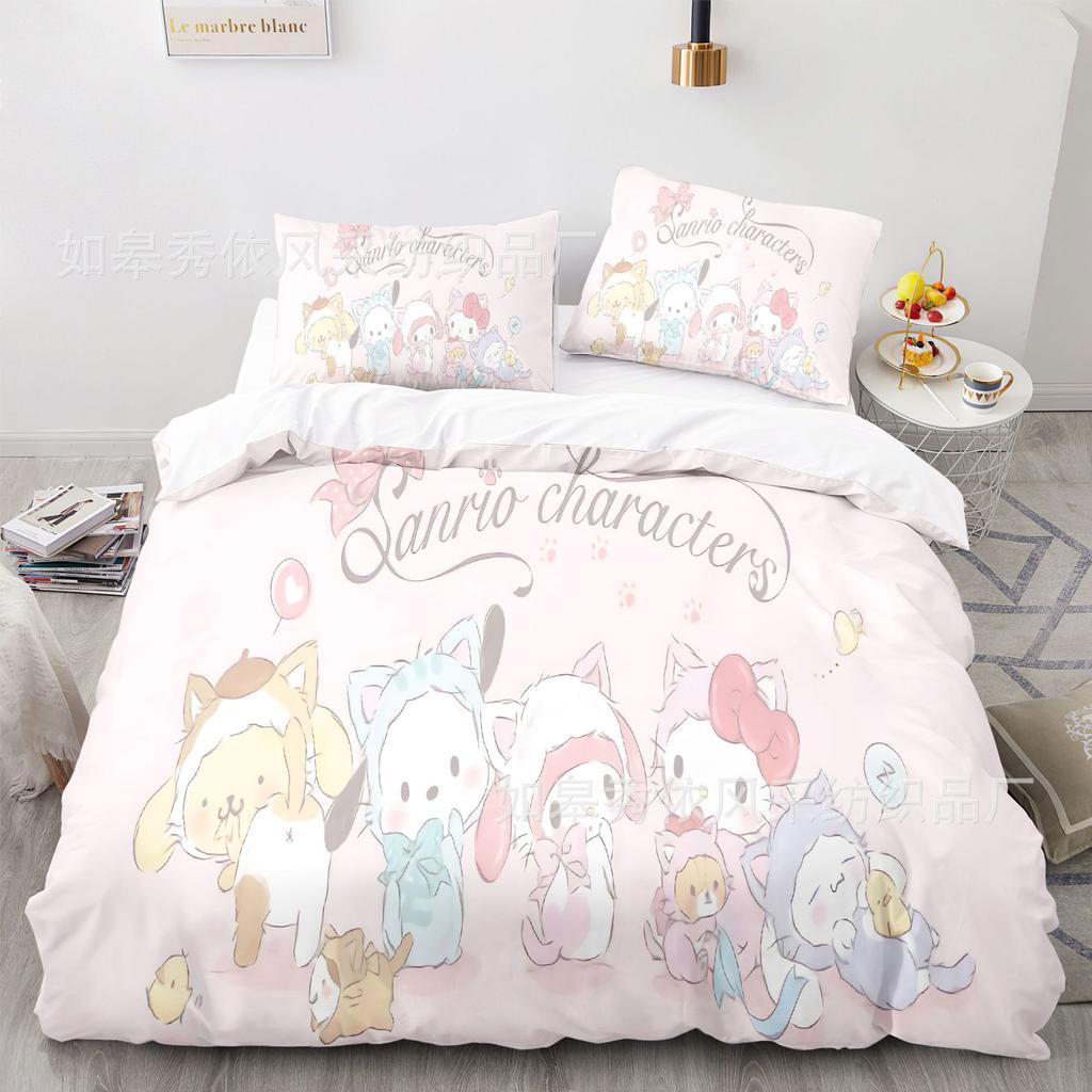 Sanrio Little Twin Stars Bedding Sets Comforter Quilt Bed Cover Duvet Cover Pillow Case 2-3 Pieces Sets Kids Adult Size
