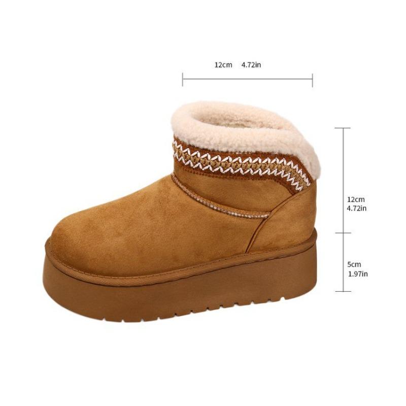Botas Cortas de Nieve para Mujer de Talla Grande con Suela Gruesa Estilo Étnico Nuevas Botas de Tobillo de Algodón Cálidas para Invierno