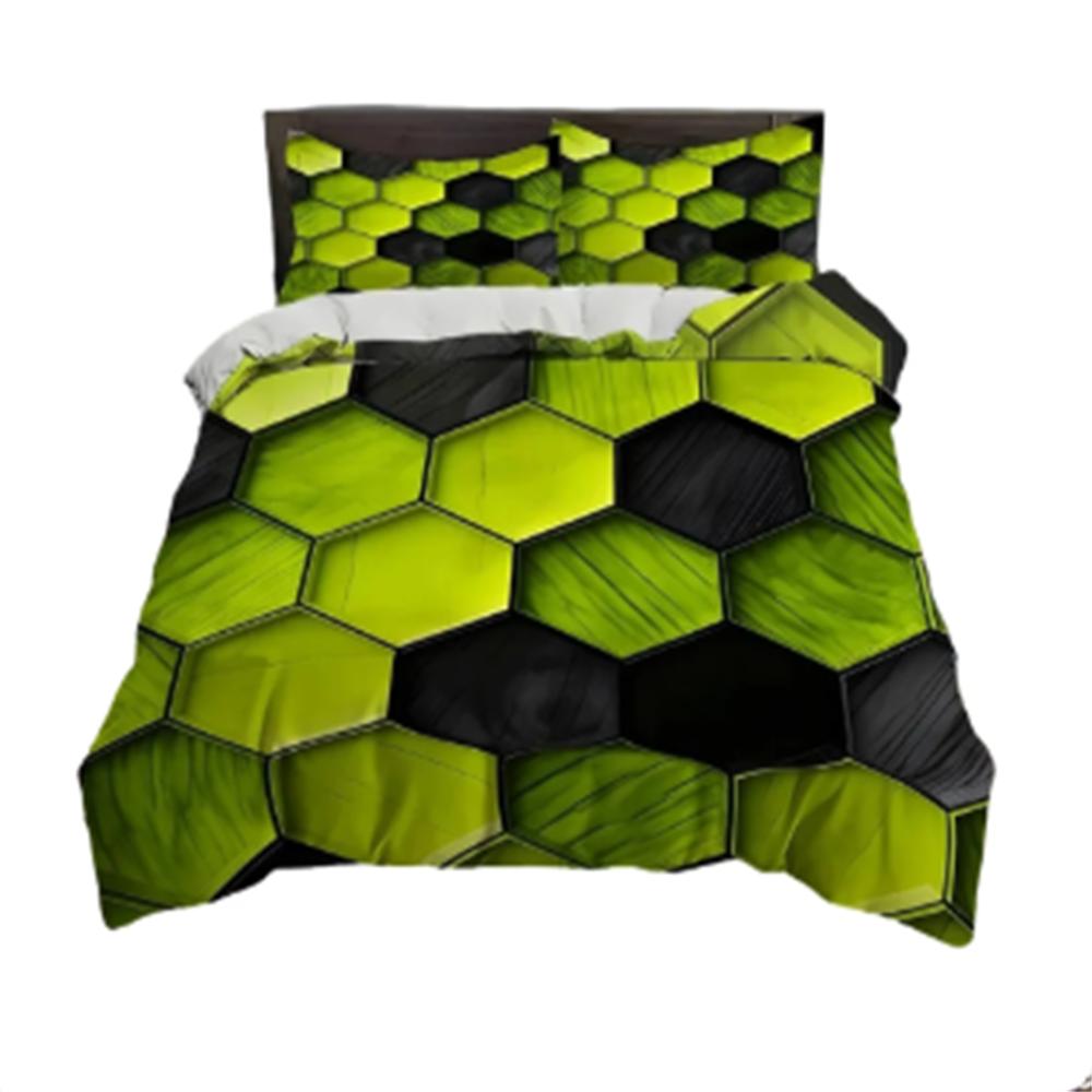 3D Honeycomb Square Gradient Color Print Bedding Set 1 Duvet Cover 1/2 Pillowcases Adult and Kids Bedding Set Luxury