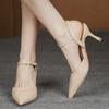 2024 Sexy Pointed Toe Women's Sandals High Quality Nude Color High Heels Fashion Shallow Mouth Women's Formal Shoes Zapatos