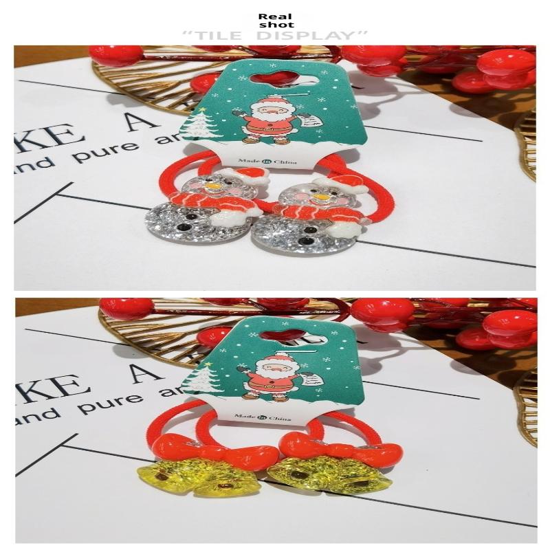 2Pcs/Set 2026  Christmas Hair Accessories Girls Festive Santa Claus Hair Ties Cute Red Hairpin Kid Holiday Party Hairpins