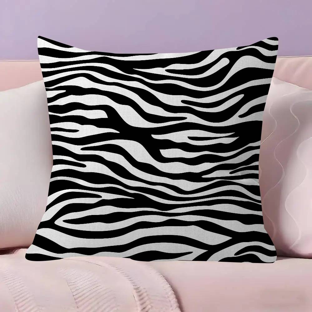 Abstract Line Black And White Zebra Cushion Cover Car Throw Pillow Case For Sofa Car Christmas Gift