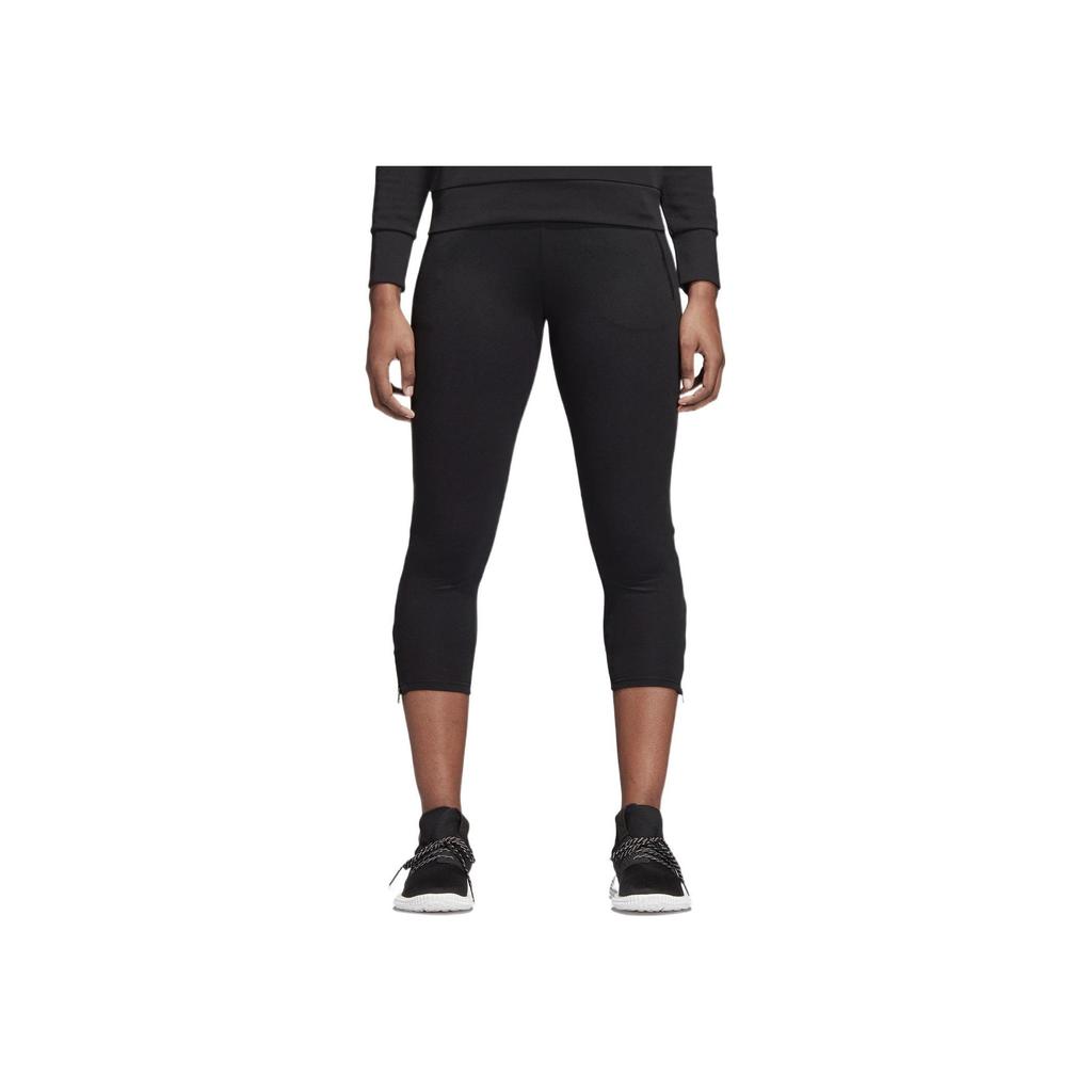 Adidas Solid Color Side Zipper Cropped Sports Pants Women bottoms Black DM4459