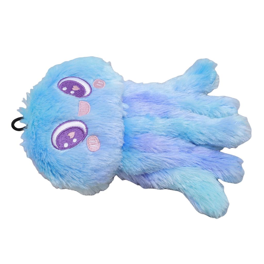 Plush Dog Squeaky Toy Jellyfish Shape Stress Relief Stuffed Dog Teething Chewing Toy For Medium Large Dog Blue