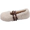 Flat Shoes Autumn New Round Toe Shallow Mouth One Belt Suede Soft Sole Non-slip Wear-resistant Cotton Shoes