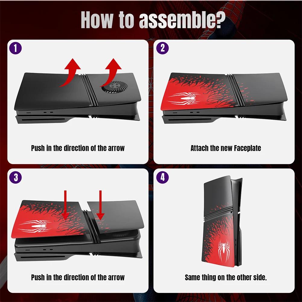 Spider ABS Carcasă Dură Placă Frontală Acoperire Consola Anti-Zgârieturi Piele Carcasă Dură cu Orificiu de Răcire Carcasă Protectoare pentru PS 5 Pro