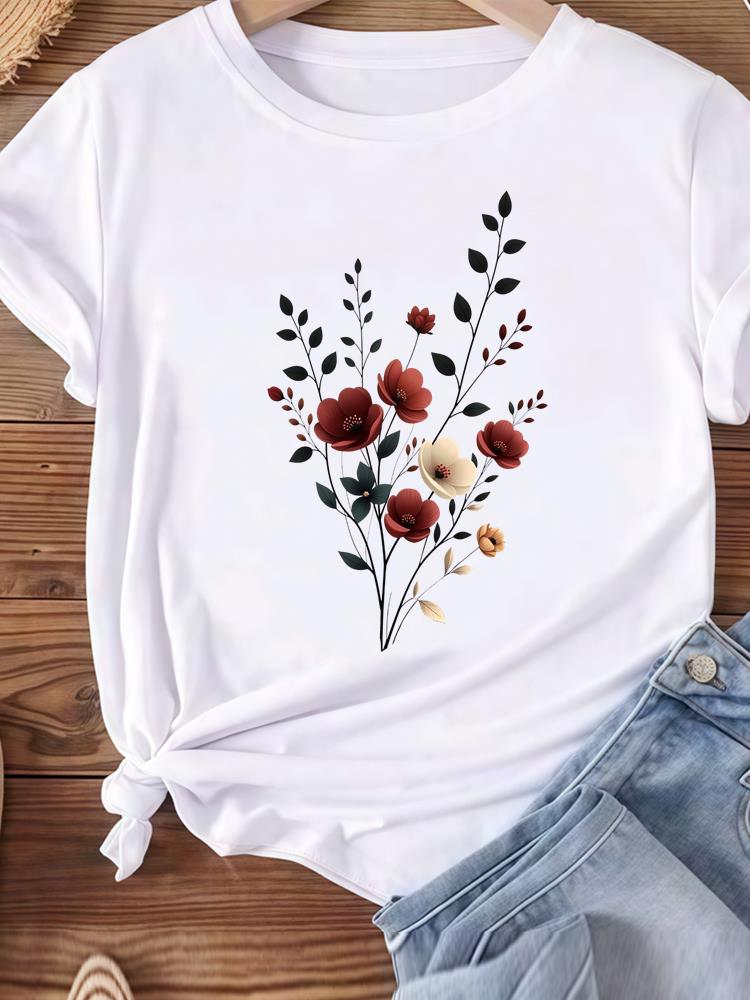 (Asian Size) Love Heart Butterfly Trend Women Tee Top Clothing Casual T Shirt Fashion Printed Lady Female Graphic  Short Sleeve T-shirts