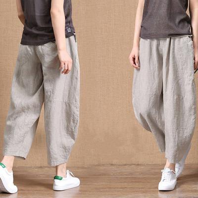 Pantalones Harem casuales sueltos y transpirables con cintura elástica y pantalón de piernas anchas