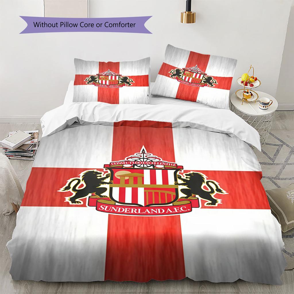 סט מצעים שמיכה עם לוגו SAFC כיסוי שמיכה ציפית לציפית קישוט לבית מתנת יום הולדת (1 * כיסוי שמיכה + 2 * ציפות, ללא ליבה)
