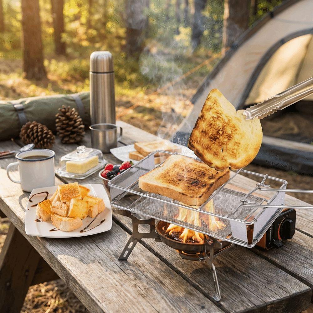 Stainless Steel Bread Toaster Folding Sausage Grilling Rack Barbecue Grill  Outdoor Camping