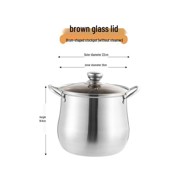 LiLang Stainless Steel Deep Stew Pot with Glass Lid