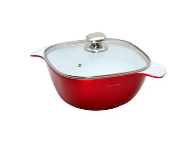 24cm Induction with Ceramic Thick Easy To Shiny D&S Casserole, 4.3L, Compatible, Lid, Double-Layer Coating, Bottom, Clean, Red, DSSHC24-WHRE