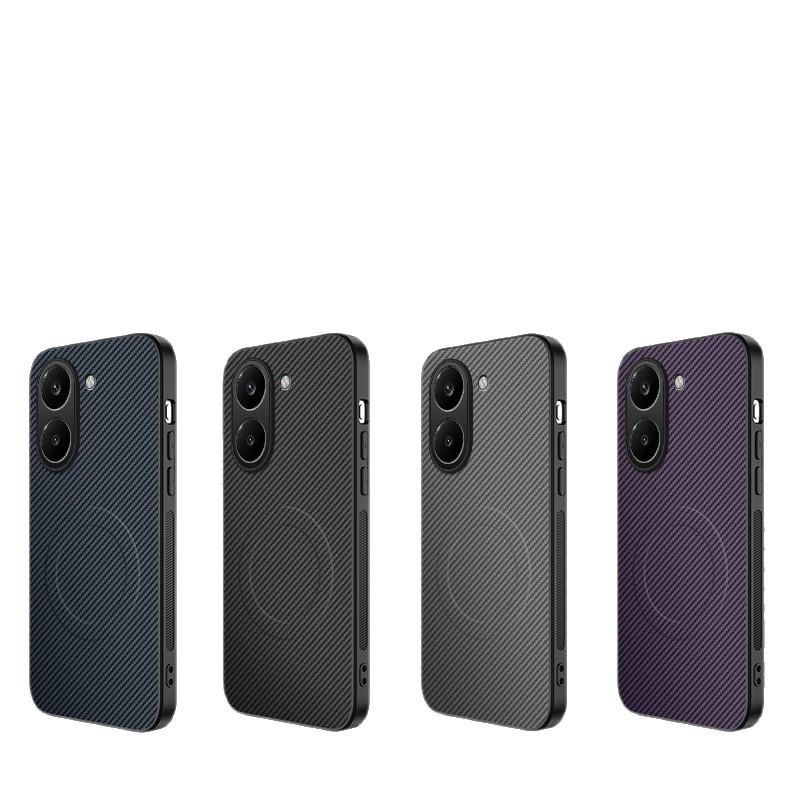 Compatible with Xiaomi Poco X8 Pro, Carbon Fiber Leather Texture Magsafe Magnetic Case with Full Lens Coverage.