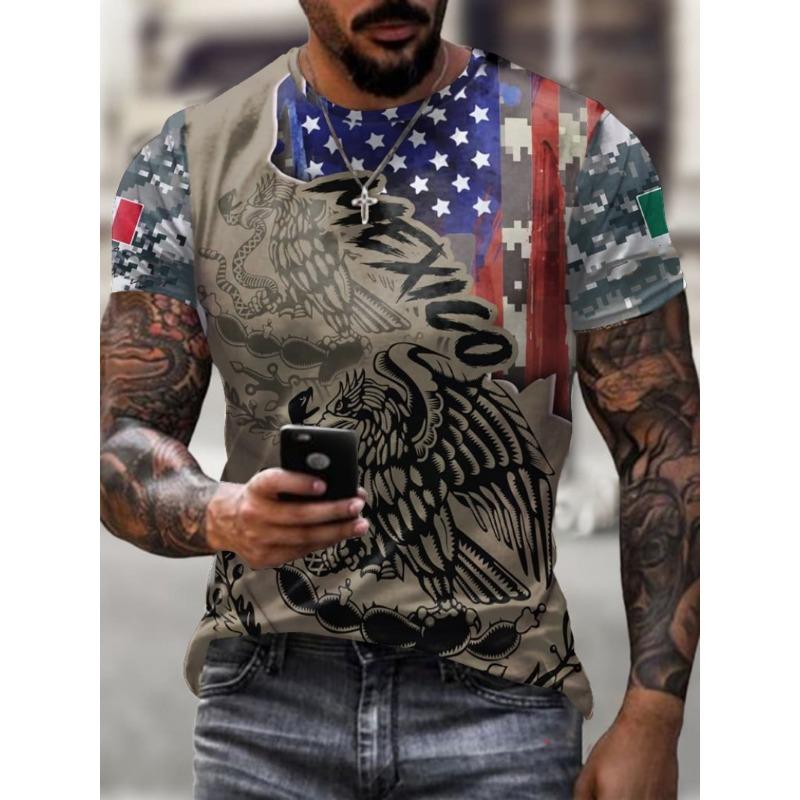 Camiseta mexicana unissex casual manga curta camisetas gola redonda streetwear méxico estampado camisetas tops grandes roupas masculinas GG