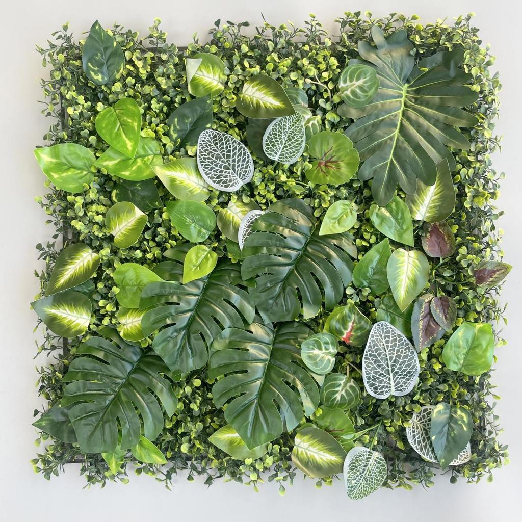 50×50cm Artificial Green Plant Wall - Plastic Vertical Garden, Fake Flower Wall, Synthetic Turf Background