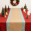 Natural Burlap Table Runner Jute Linen Lace Cloth for Dinning Room Restaurant Table Gadget Home Decortion 30x275cm/12x108inch