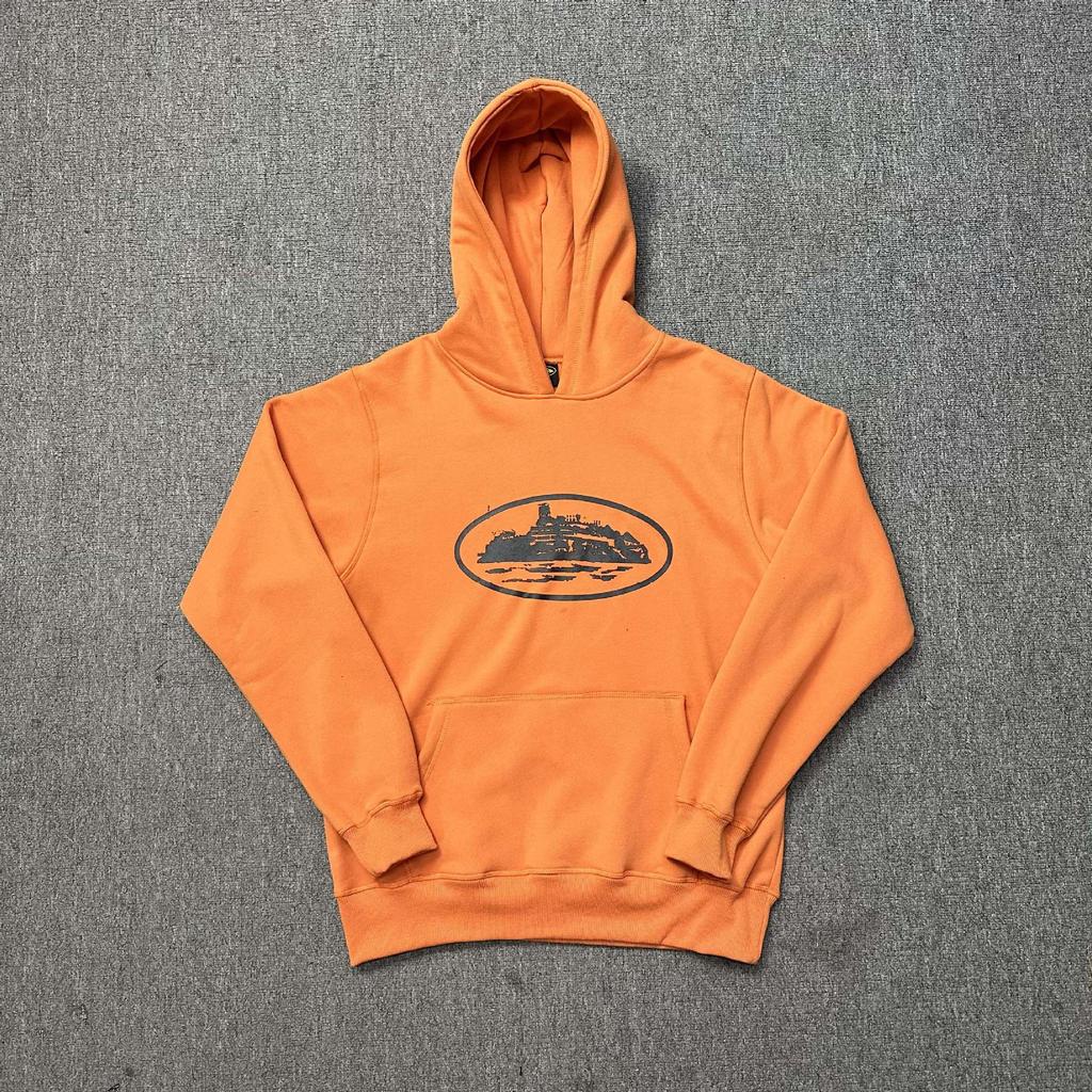 Corteiz Classic Series Ship Print Logo Thin Plush Loop Hooded Sweater, Trendy Men's and Women's Casual Sweatpants
