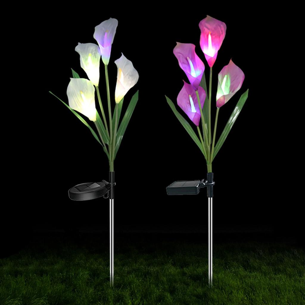 Solar Artificial Calla Lily Garden Stake Light 68cm Waterproof Outdoor Lawn Lamp Color Changing
