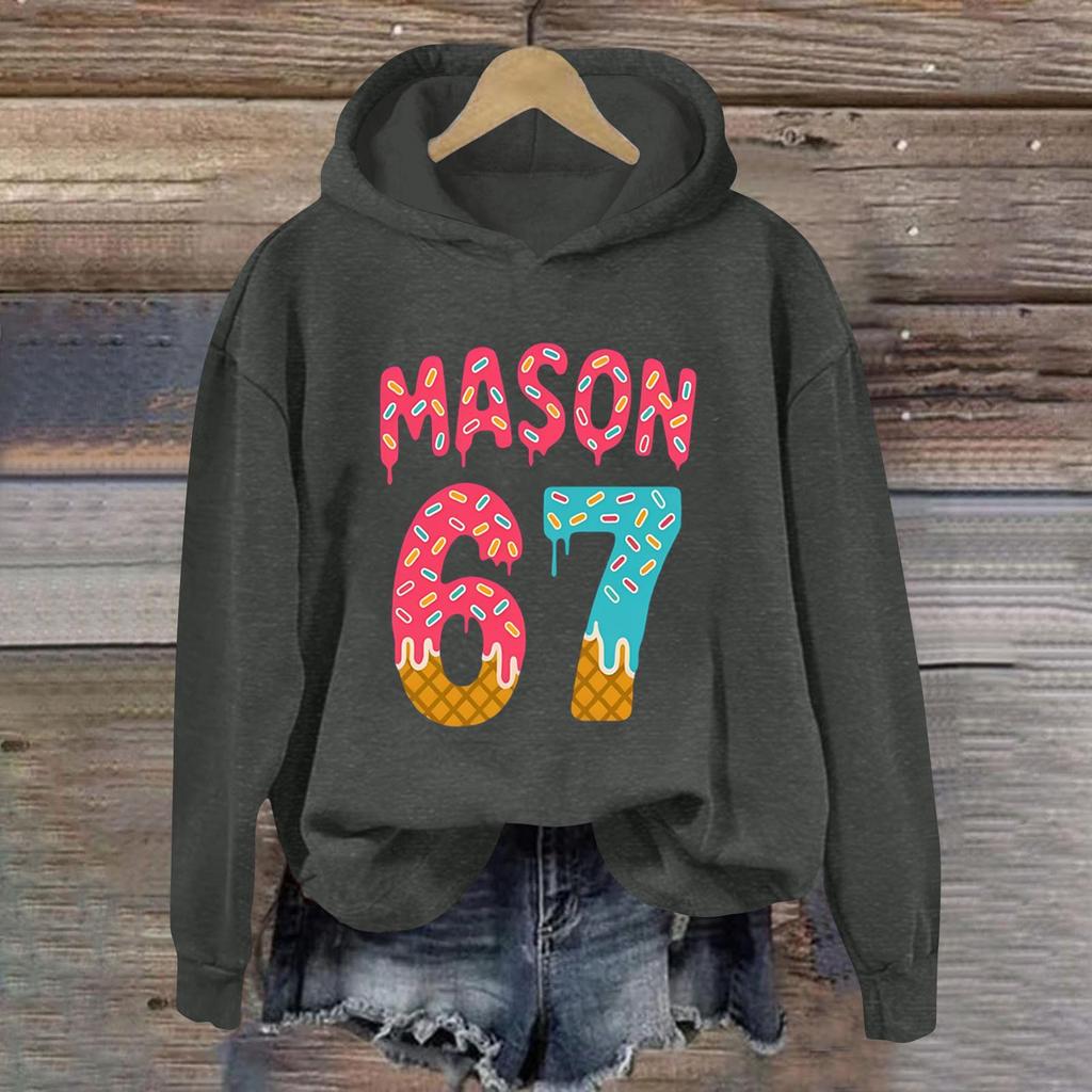 Women's Fashionable Casual Long-Sleeved Printed Hooded Sweatshirt