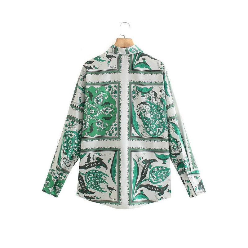 Beautiful Versatile Stylish Spring & Fall New Arrival Fashion Style Lapel Long Sleeves Cardigan Geometric Positioning Print Shirt